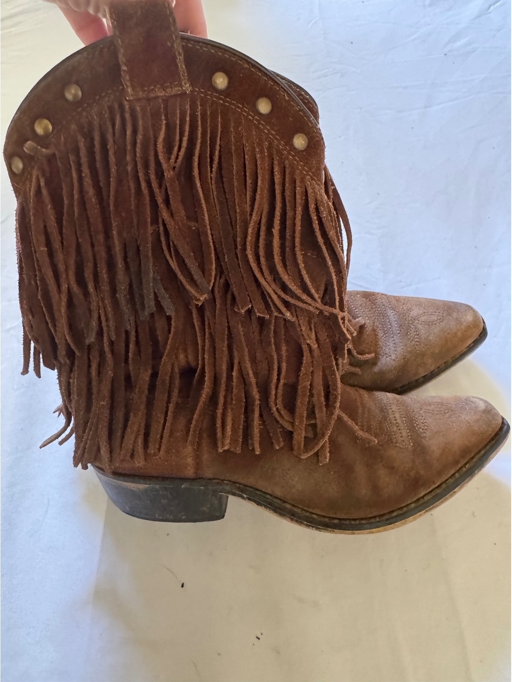 Shyanne Brown Suede Fringe Western Cowboy Boots - Youth Size 1D